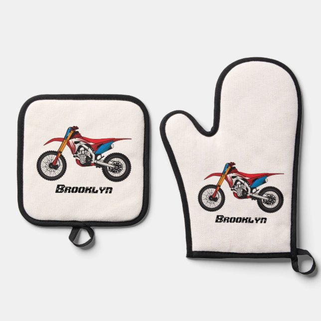 Set De Manoplas Moto de moto de tierra roja (Anverso)