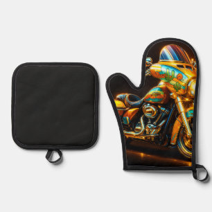 Set De Manoplas "Motocicleta - Oven Mitt & Pot Holder Se