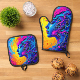 Set De Manoplas Mujer abstracta adorable