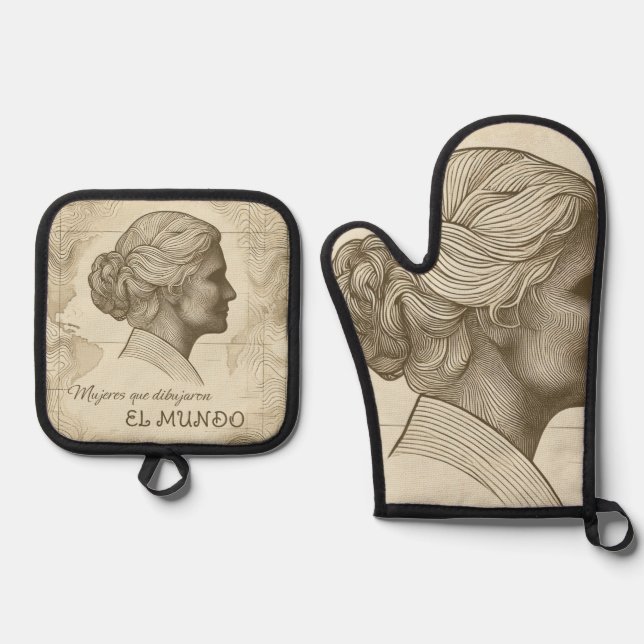 Set de manoplas Mujeres que dibujaron el mundo (Anverso)