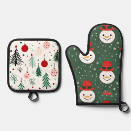 Set De Manoplas Muñeco de nieve de Navidad lindo