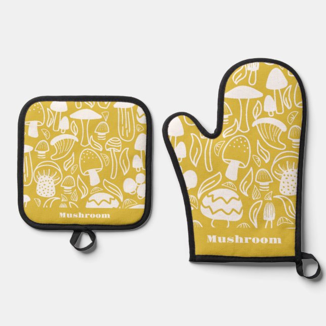 Set De Manoplas Mushroom Mustard White (Anverso)