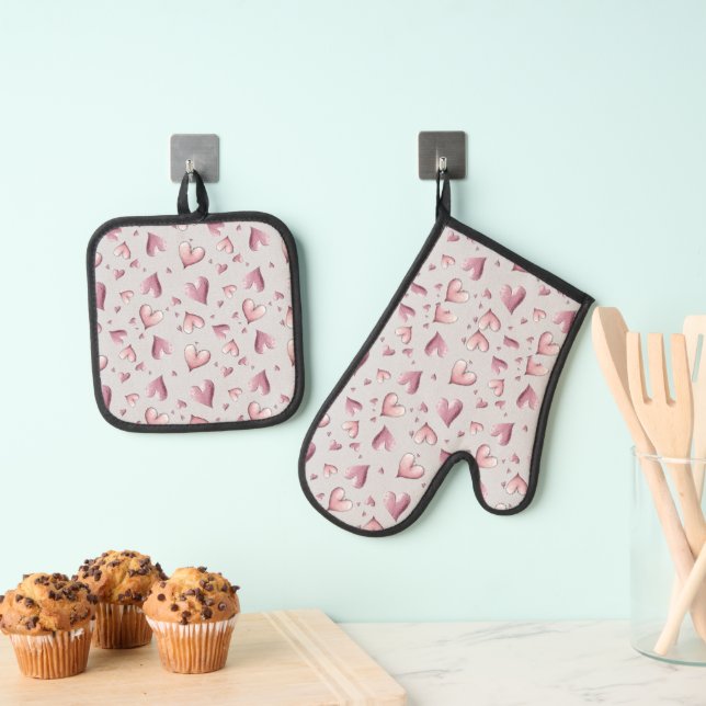 Set De Manoplas Muy lindo diseño de corazones simples (Insitu (colgante))