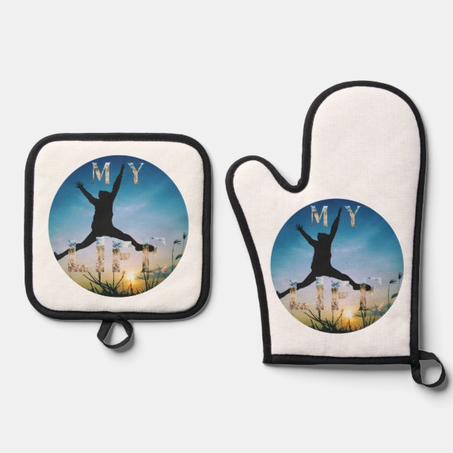Set De Manoplas My Life – Inspirational Nature Design Apron (Anverso)