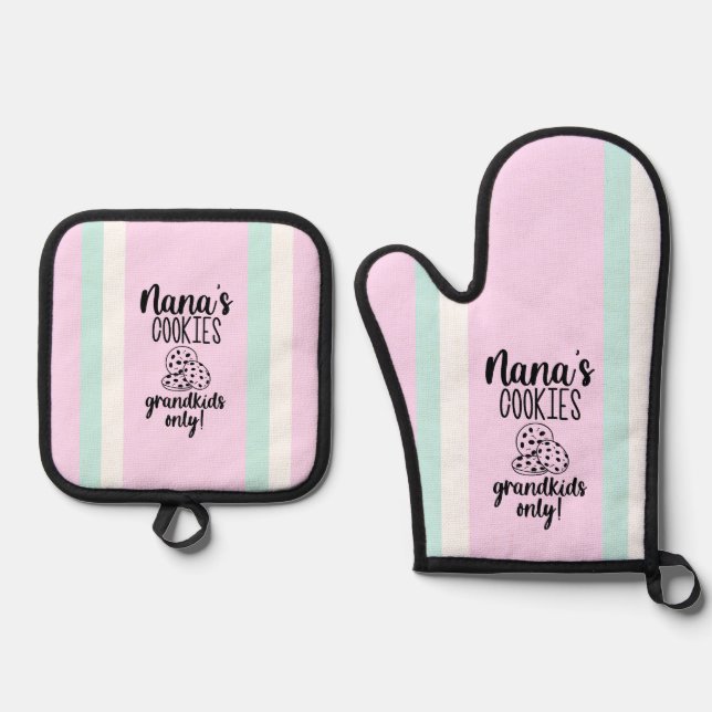 Set De Manoplas Nanas Cookies Oven Mitt y Pot Holders modernos (Anverso)