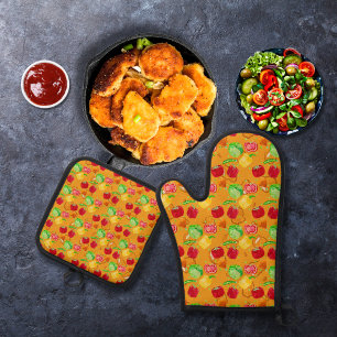 Set De Manoplas Naranja crujiente de ensaladas