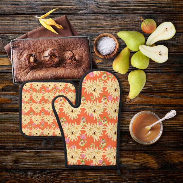 Set De Manoplas Naranja de peras de inspiración floral (Subido por el creador)