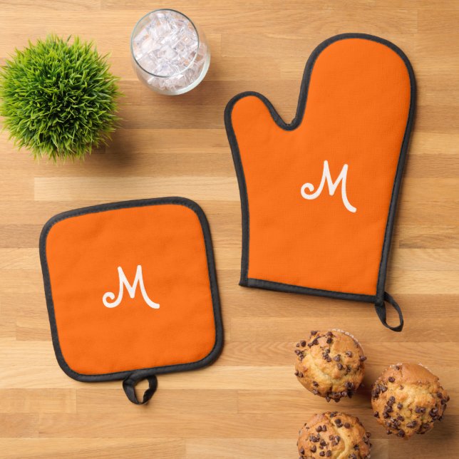 Set De Manoplas naranja neón - monogramado (De arriba hacia abajo)