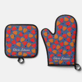 Set De Manoplas Naranja rojo de fresa suave azul