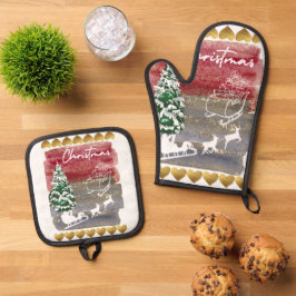 Set De Manoplas Navidad adorable 