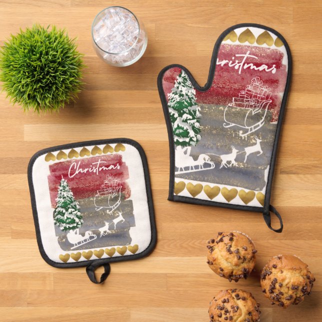Set De Manoplas Navidad adorable  (De arriba hacia abajo)