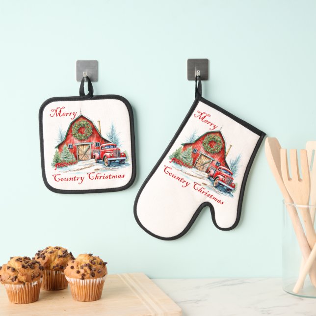 Set De Manoplas Navidad Campestre (Insitu (colgante))