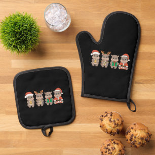 Set De Manoplas Navidad de Moo Deng hipopótamo bebé