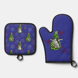 Set De Manoplas Navidad de pingüino