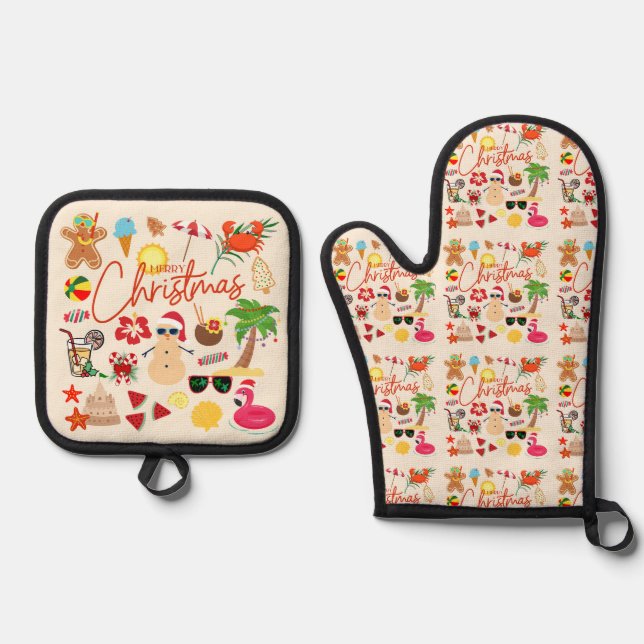 Set De Manoplas Navidad Tropical (Anverso)