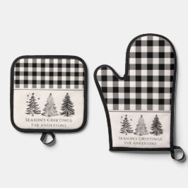 Set De Manoplas Navidades clásicos de juego de búfalo negro y blan