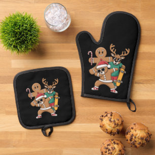 Set De Manoplas Navidades Dabbing Santa Bear Skate Reindeer Xmas