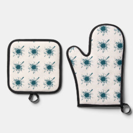 Set De Manoplas Navidades de Burbujas de Nieve Azul Ligero