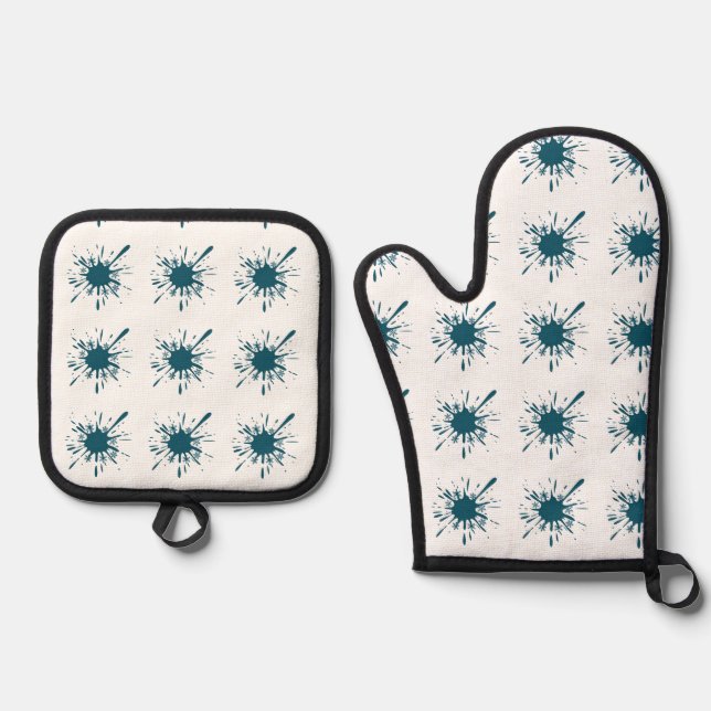 Set De Manoplas Navidades de Burbujas de Nieve Azul Ligero (Anverso)