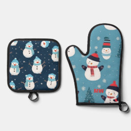 Set De Manoplas Navidades de cuestas Snowmen