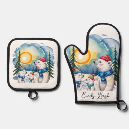 Set De Manoplas Navidades de la familia Winter Polar Bear