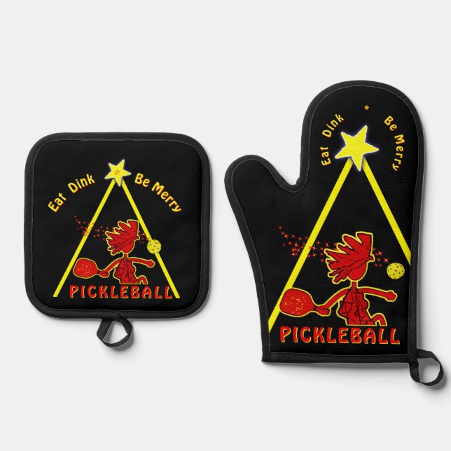 Set De Manoplas Navidades de pelota Oven Mitt y Pot Holders (Anverso)