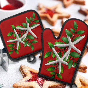 Set De Manoplas Navidades de playa Starfish Oven Mitt y Pot Holder