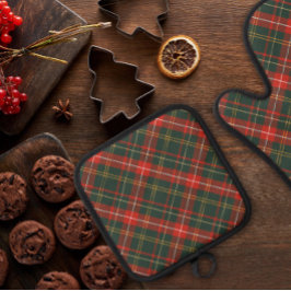 Set De Manoplas Navidades de Red y Green Plaid