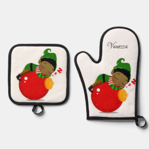 Set De Manoplas Navidades Elf Oven Mitt & Pot Holders