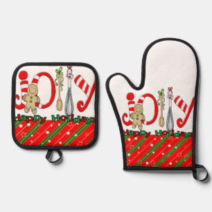 Set De Manoplas Navidades Gingerbread Man Oven Mitt & Pot Holders