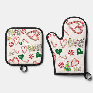 Set De Manoplas Navidades Noel Oven Mitt & Pot Holders