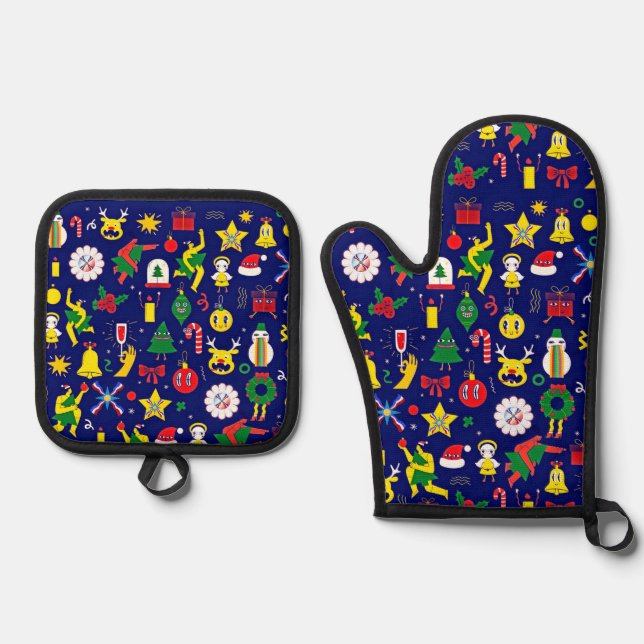 Set De Manoplas Navidades Oven Mitt y Pot Holders (Anverso)
