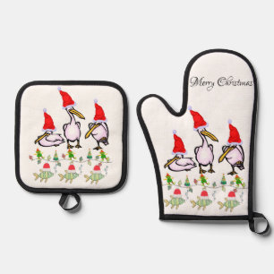 Set De Manoplas Navidades Pelican Oven Mitt & Pot Holders