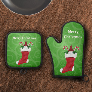 Set De Manoplas Navidades rojos levantando cuatro preciosos nadado