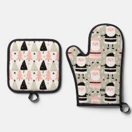 Set De Manoplas Navidades rosas y verdes