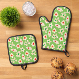 Set De Manoplas Navidades verdes de las galletas de pan rápido de 