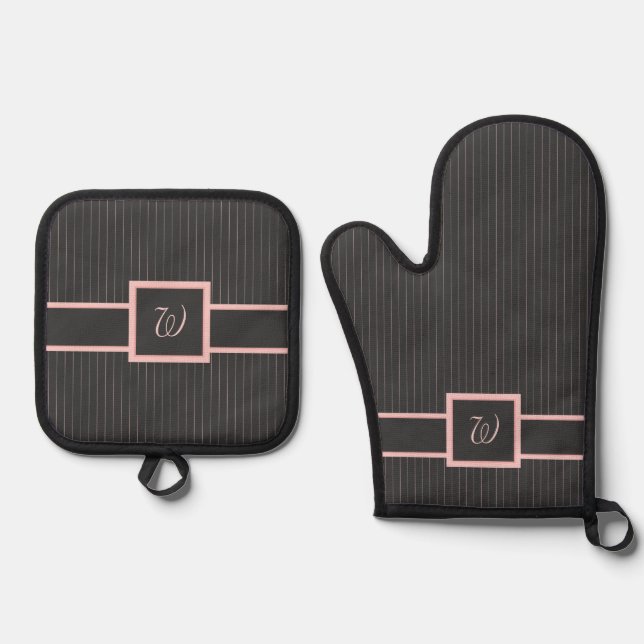 Set De Manoplas Negro con pinzas rosadas (Anverso)