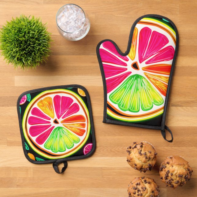 Set De Manoplas Neon Citrus Fruit Fiesta (De arriba hacia abajo)