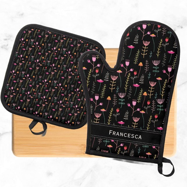 Set De Manoplas Neon Wildflowers, monograma personalizado (Subido por el creador)