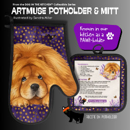 Set De Manoplas NIKO -CHOW DOG Oven Mitt & Pot Holder