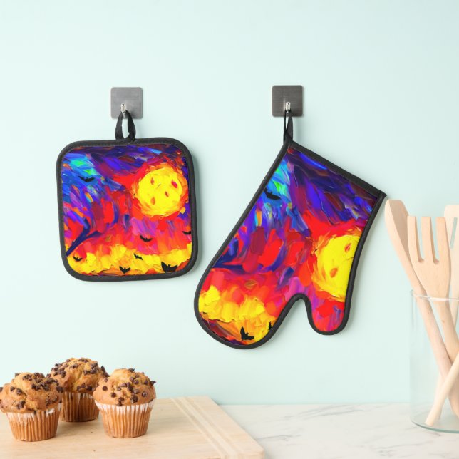 Set De Manoplas Noche de Halloween Resumen Moderno (Insitu (colgante))