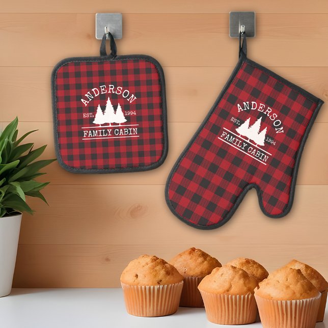 Set De Manoplas Nombre de familia de la cabina Red Buffalo Tapado (A great addition to your kitchen.)