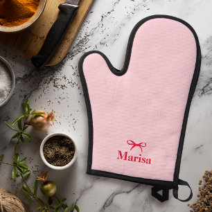 Set De Manoplas Nombre de vaca rosa y rojo personalizado