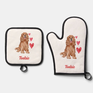 Set De Manoplas Nombre del Mascota del Personalizable Cocker Spani