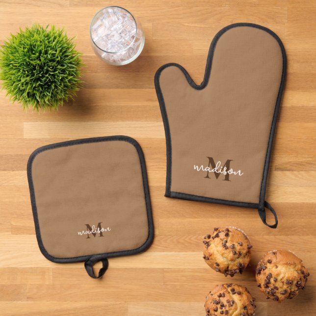 Set De Manoplas Nombre inicial monogramado Brown (De arriba hacia abajo)