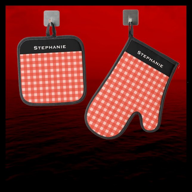 Set De Manoplas Nombre personalizado de comprobación de rojo y bla (Subido por el creador)