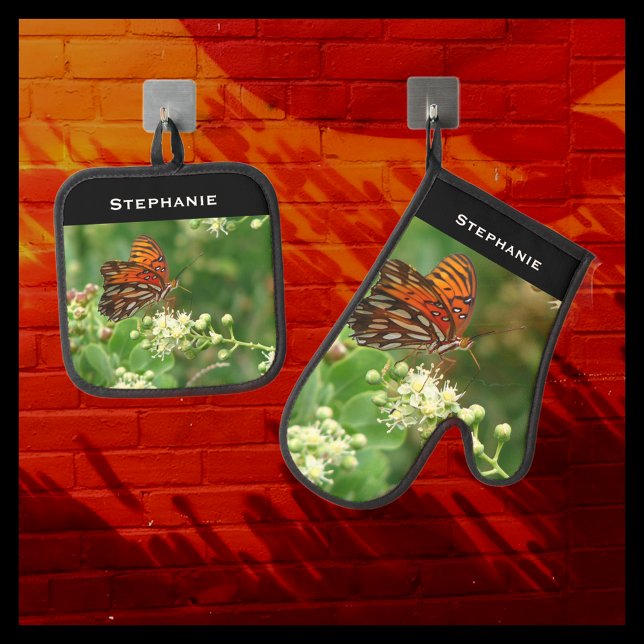 Set De Manoplas Nombre personalizado de la mariposa naranja (Subido por el creador)