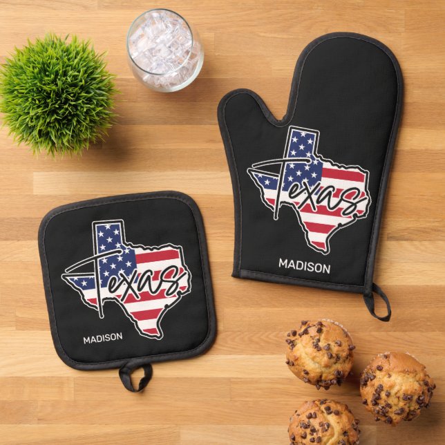 Set De Manoplas Nombre personalizado de Texas (De arriba hacia abajo)