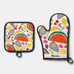 Set De Manoplas Nombre personalizado Fondo de frutas lindas