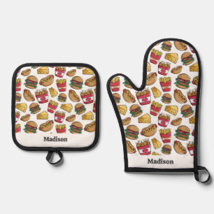Set De Manoplas Nombre personalizado Modelo de comida rápida